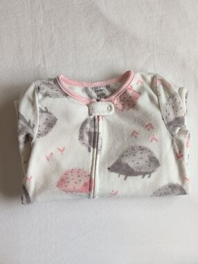 carter's hedgehog fleece zipper footie sleeper pajamas white 3T toddler girls